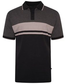 KAM Dobby Weave Block Polo Schwarz